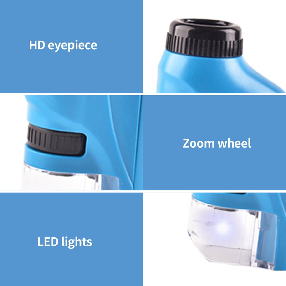 Lzvxtym 60-120x Pocket Microscope Battery Powered Handheld Mini Microscope with LED Light Portable High Definition Children Microscope