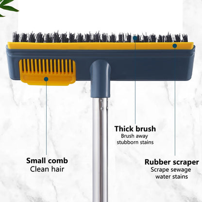 Nyidpsz 2 in 1 Floor Scrub Brush with Long Handle, 44.5inch Floor Brush Scrubber for Cleaning Shower Bathroom Kitchen Tub