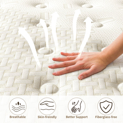 Vantovis 12 Inch Full Hybrid Mattress, Gel Memory Foam and Pocket Springs, Medium Firm Comfort for Adults, Support & Pressure Relief