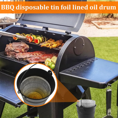 Jetcloudlive Drip Bucket and 15-Pack Disposable Foil Liners for Oklahoma Joe's,Traeger,Pit-Boss,Z Grill,Camp Chef,Grill Grease Bucket Fits Most Offset Smokers