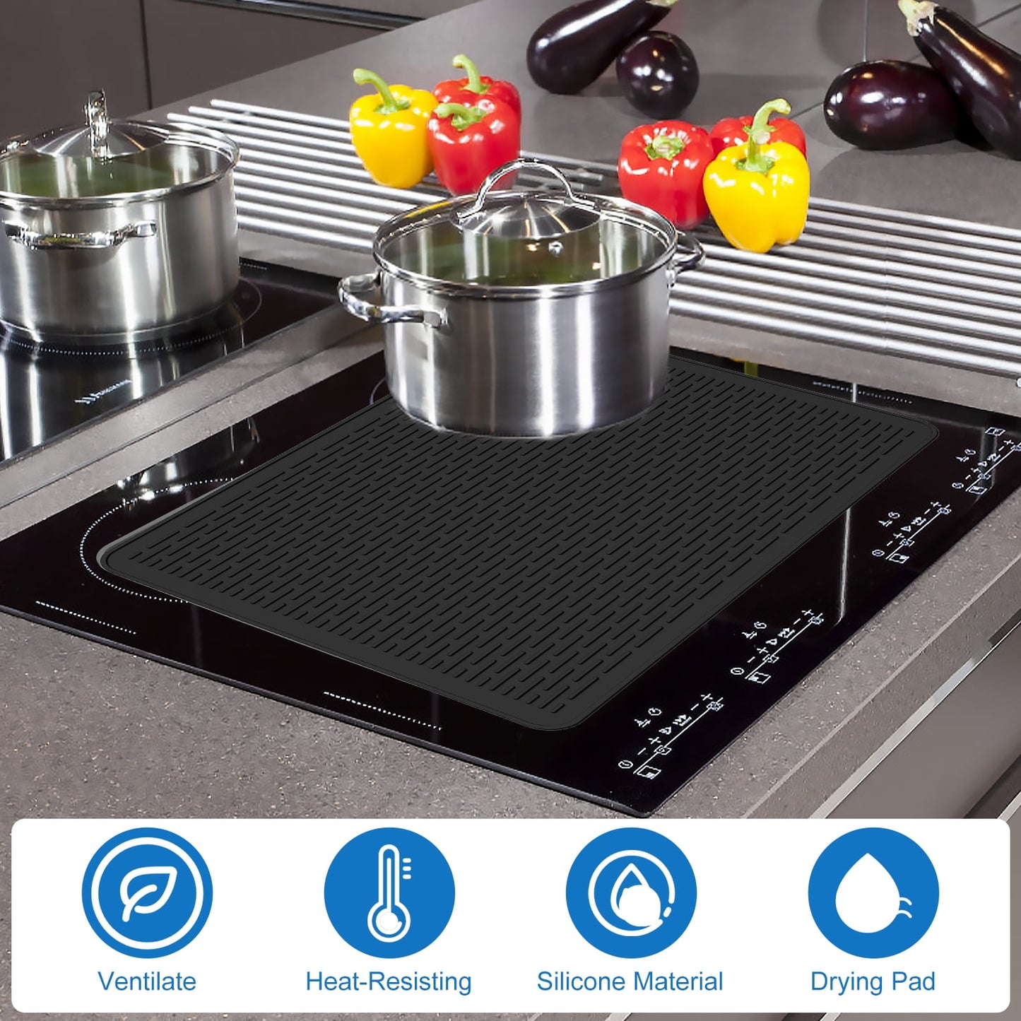 Jetcloudlive Silicone Stove Top Covers for Electric Stove,28 x 20 Inch Silicone Stove Mat,Silicone Stove Top Protector For Extra Kitchen Space,Heat Resistant Glass Cooktop Protector