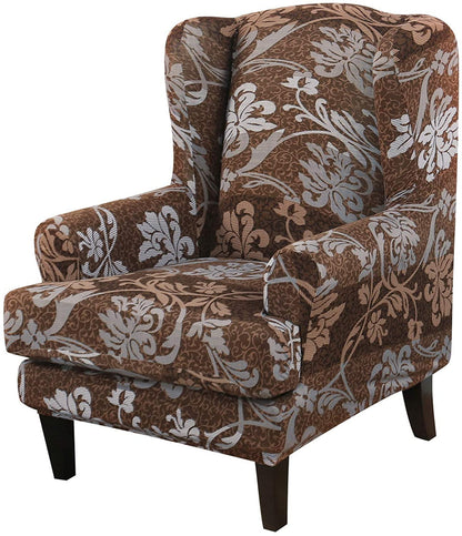 Willstar 2 Piece Wingback Armchair Chair Slipcovers Stretch Jacquard Wing Chair Cover Spandex Fabric WingChair Covers Removable Wing Back Sofa Chair Furniture Protector Couch