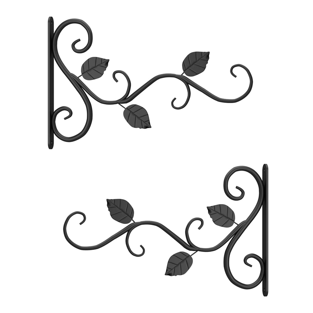 EUWBSSR 2Pcs Hanging Plant Bracket Metal Plant Hooks for Hanging Baskets 11.8in Wall-Mounted Plant Hanger for Plants Lanterns Flower Baskets Bird Feeder Wind Chimes Artwork Indoor Outdoor Decor,Black