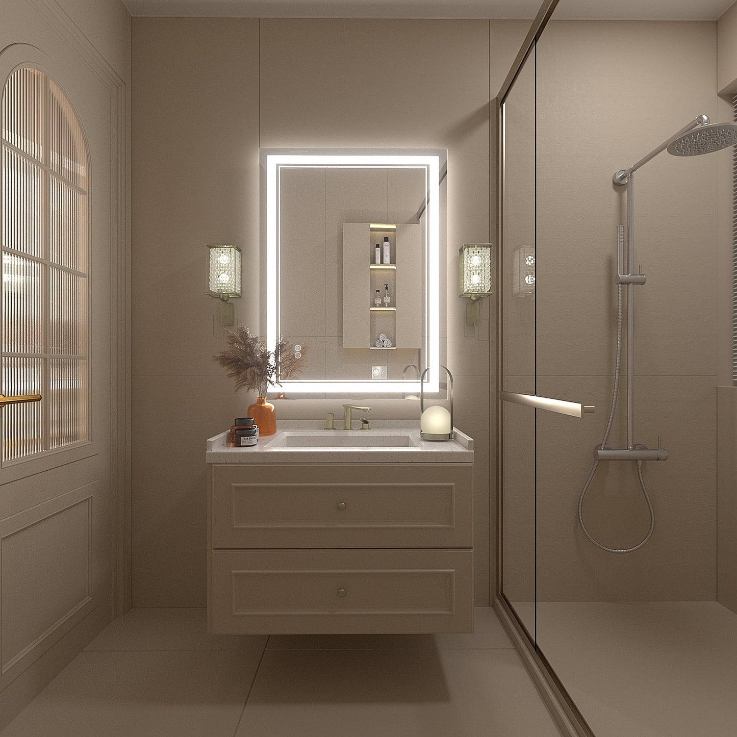 Apmir Frameless Frontlit LED Anti-fog Bathroom Vanity Mirror 32x24 inch