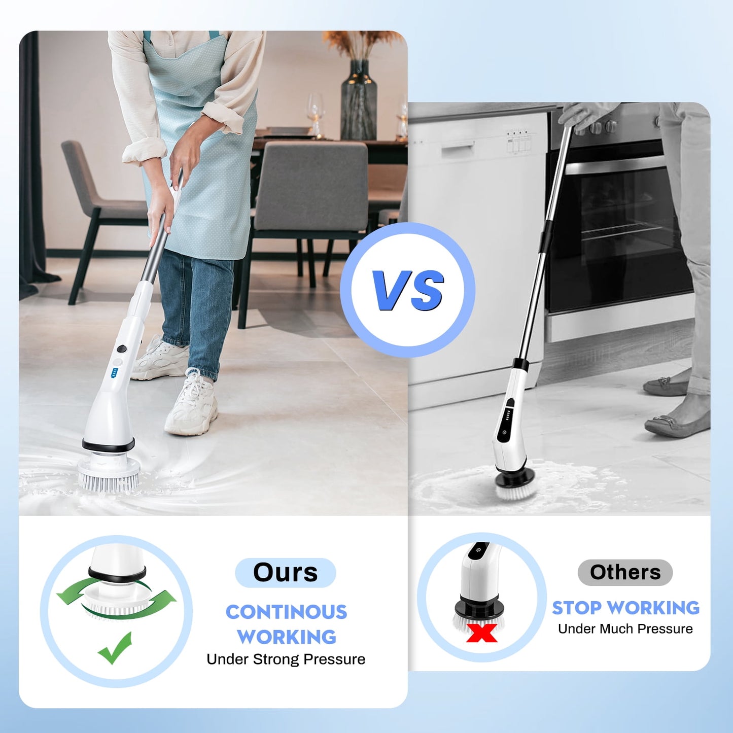 VAVSEA Electric Spin Scrubber,Cleaning Brush for Bathroom,1.5H 300RPM Shower Scrubber Kit for Floor Tile Bathtub,51 inchBathtub,51 inch