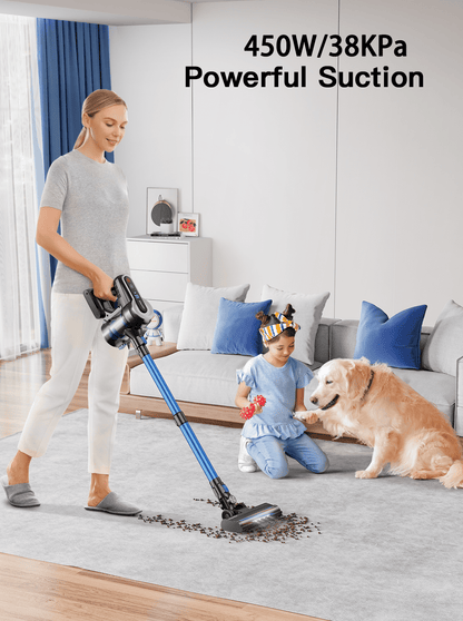 Roanow Cordless Vacuum Cleaner, 38KPA/55Mins Lightweight Stick Vacuum for Hardwood Floor Carpet Pet