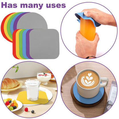 Hvxrjkn 12Pcs Jar Gripper Pads,Manual Rubber Jar Opener Grippers Multi-Purpose Non-Slip Bottle Lid Openers Round Square Kitchen Jar Opener Table Pads for Elderly Children Women Weak Hands