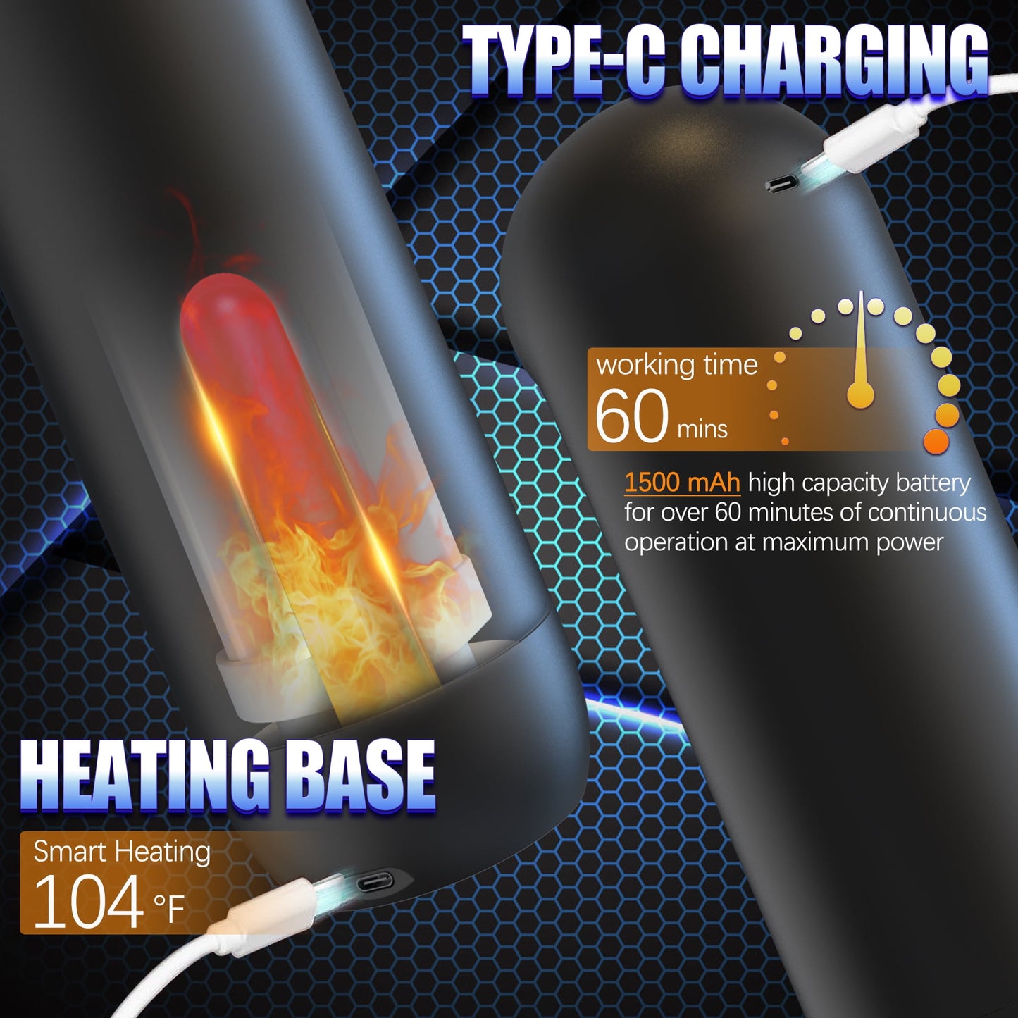 LETHIME Male Masturbator 5 in 1 Automatic Stroker Sex Toys for Men, with 4 Thrusting & 4 Sucking & 10 Vibrating Modes Adult Toy with Heating Base for Self-Pleasure Masturbation