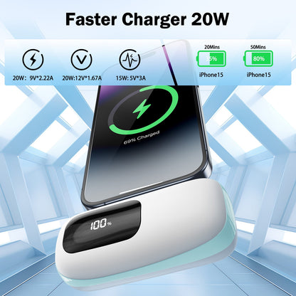 VILINICE Portable Charger Power Bank Type-C, 5000mAh Battery Pack Charing Bank for Android Samsung,Pixel,iPhone16/15 Series,Blue