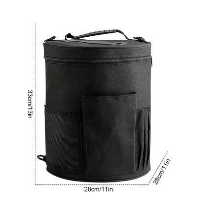 Large Capacity Yarn Storage Bag with Multi-Pockets Barrel-Shaped Knitting Storage Bag Portable Yarn Knitting Organizer Bag with Hnadle Strap Home Travel Use for Hooks Needles Yarn Skeins