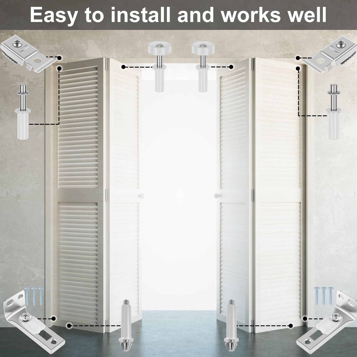 Rzvnmko Bi-fold Door Hardware Kit 2 Pack Repair Replacement Parts for Bi-fold Door Sliding Door Closet Door Includes All Parts Needed