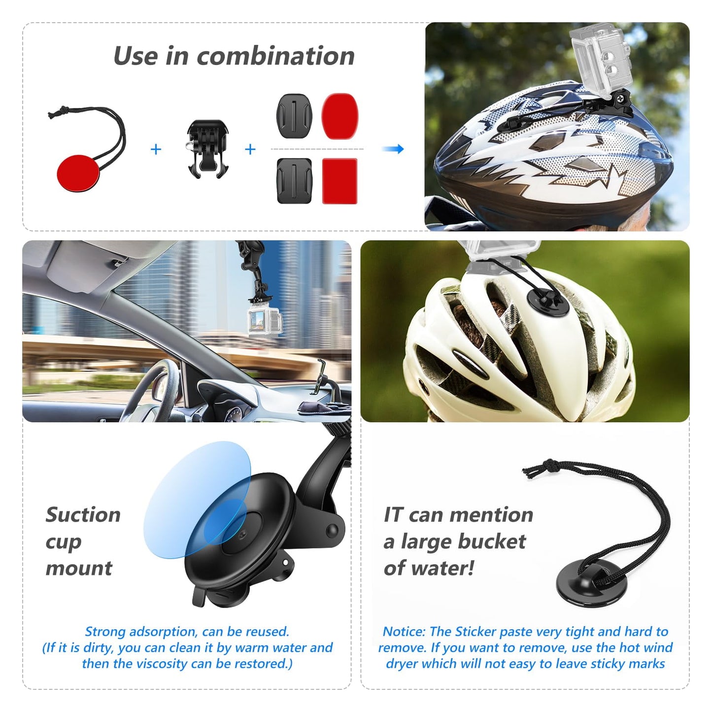 50 in 1 Action Camera Accessory Kit Compatible with GoPro Hero 12 11 10 9 DJI OSMO 4 3 2 Insta360 X3 X2 GO 3 SJCAM DBPOWER AKASO VicTsing APEMAN WiMiUS QUMOX Lightdow Campark Sony Sports DV