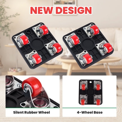 AUOSHI Heavy Duty Furniture Lifter Movers Dolly Wheel Roller Bar Hand Tools Set with 360° Rotation 4 Wheels Small Flat Dolly, 880 Lbs Capacity, Black