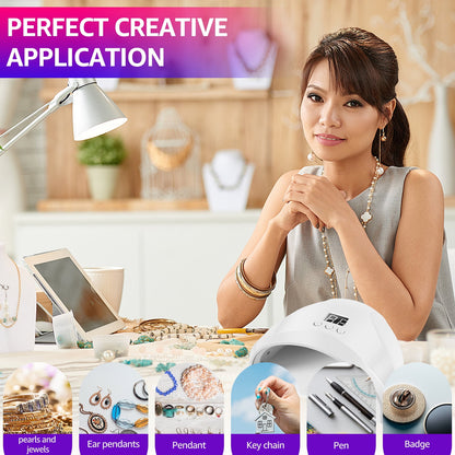 UV LED Nail Lamp Resin Curing Lamp Fast Curing Resin Light with 12 Beads Portable Resin Light with 3 Timer Setting Auto Sensing Nail Dryer Curing Lamp for Curing Jewelry Making DIY Craft