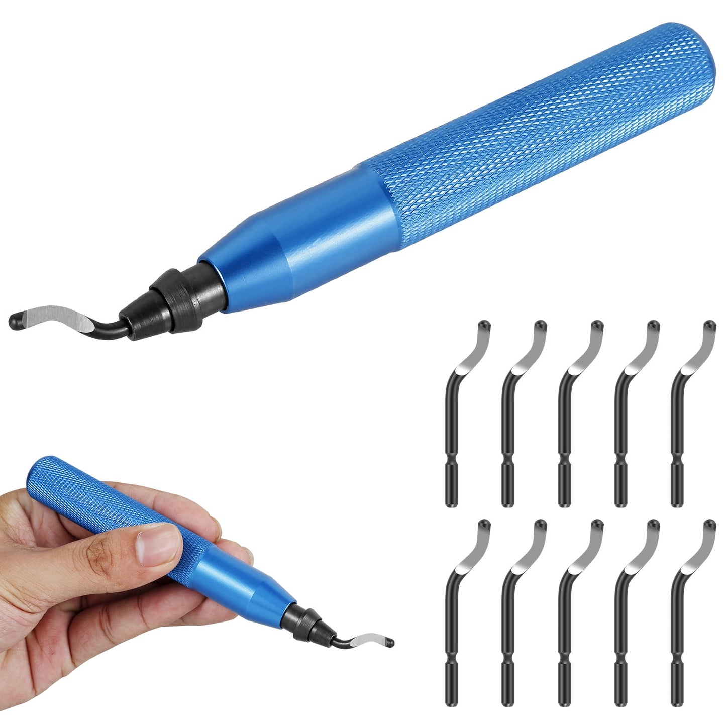 Txkrhwa Deburring Tool Kit, Edge Burr Remover, Edges Removing Hand Tool, Burr Removal Reamer Tool with 10 Extra Blades for Metal, PVC Plumbing Pipe, 3D Printing, Plastic, Copper, Resin Art