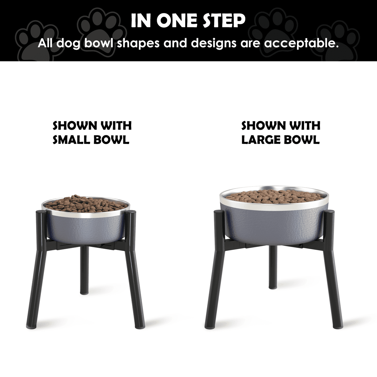 Raised Dog Bowl Stand for Large Dogs 11" Height Adjustable Width 7-10.6" Single Tall Elevated Dog Bowls Stand, Food & Water Feeder Bowl Holder for Large Breeds(Bowl Not Included)