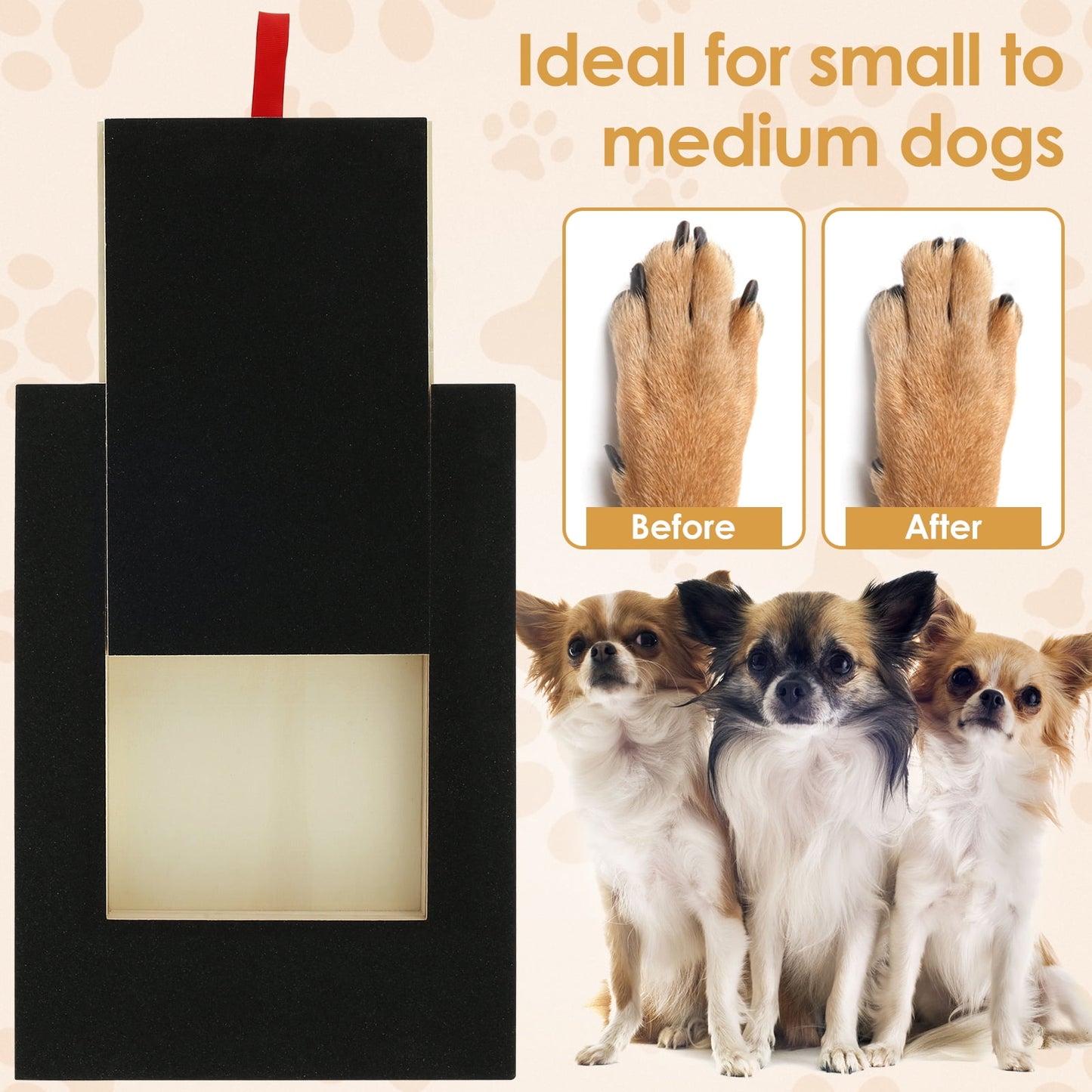 Tcwhniev Dog Scratch Pad for Nails,Dog Nail Square Scratching Board Sandpaper with Built-in Snack Box, Scratch Board File for Puppy, Black