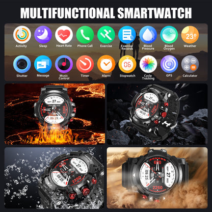 GPS Smart Watch , AUOSHI Outdoor Watch for Man, Fitness Tracker Sleep Monitor Bluetooth Calling, 50+Sport Modes,1.39" Touch Screen Display, IP67 Waterproof