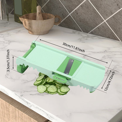 Ghojet Mandoline Slicer with 6 Blades Multifunctional Mandoline Food Slicer Mincer with Hand Guard Foldable Mandoline Vegetable Slicer Professional Vegetable Chopper Potato Slicer,Green