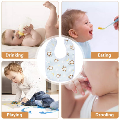 Atopoler 10pcs Baby Bibs Waterproof Breathable Snap Bibs for Eating Drooling and Teething
