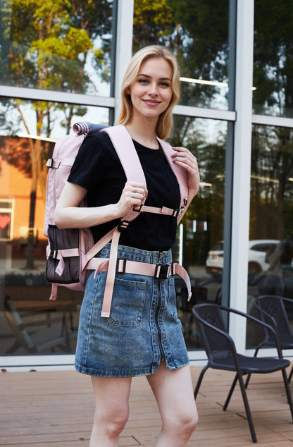 Travel Backpack 50L New Premium - Unisex Extra Large Laptop Backpack for Hiking, Climbing & Business Trips, Waterproof,Pink