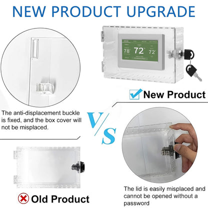 Universal Thermostat Lock Box with Key Clear Acrylic Thermostat Cover Guard with Lock Easy to Install for Home Office School Restaurant 4.7 x 7.3 x 2.2 Inches
