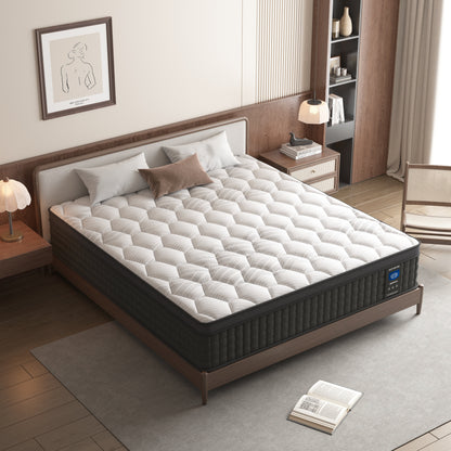 10 inch King Mattress, Memory Foam & Spring Hybrid Medium Comfort King Size in a Box,Adult