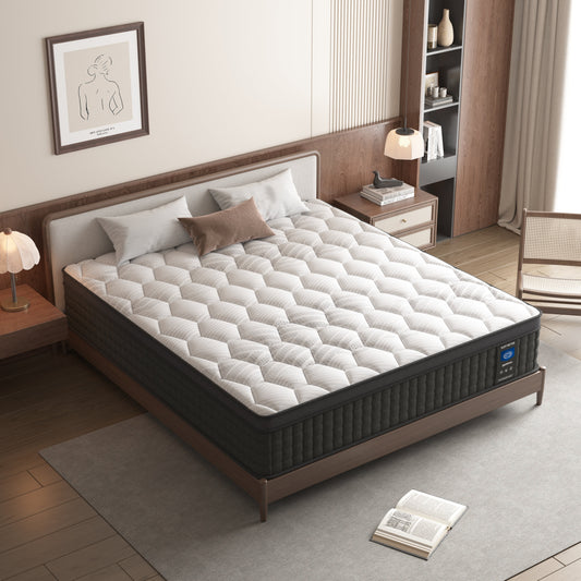 10 inch King Mattress, Memory Foam & Spring Hybrid Medium Comfort King Size in a Box,Adult