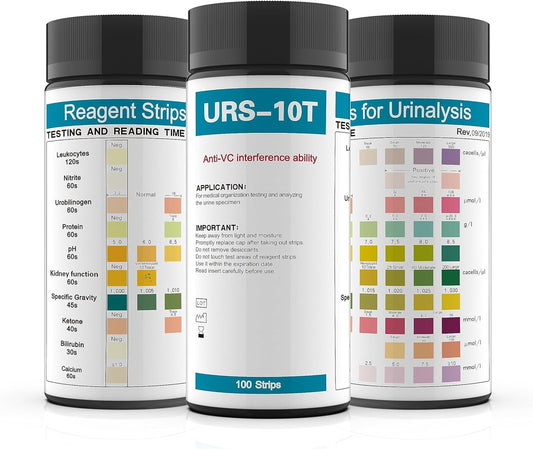 100 Pcs Urine Test Strips 10 Parameters Urinalysis Dip-Stick Testing Kit