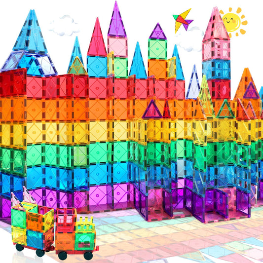 100-Piece Extra Strong Magnetic Tiles Set - Magnets for Kids, 3D Tile Assorted Shapes & Colors, STEM Learning Toys for Ages 3+, Ideal Gift for Creative & Educational Play, Building Blocks