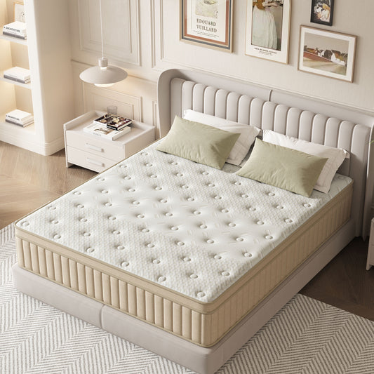 Vantovis 12 Inch Queen Hybrid Mattress, Gel Memory Foam and Pocket Springs, Medium Firm Comfort for Adults, Support & Pressure Relief