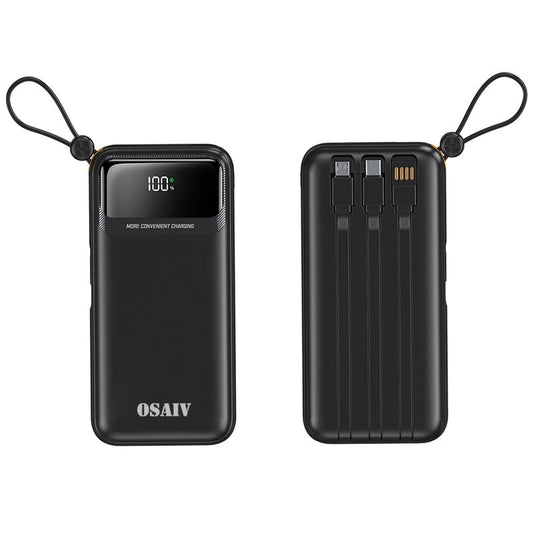 120W Super Fast Charger Power Bank, 20000mAh Power Pack with Built-in Cable & 6-in-1 Battery Pack Outputs for iPhone 16/15/14/13/12 series and Android devices, Black