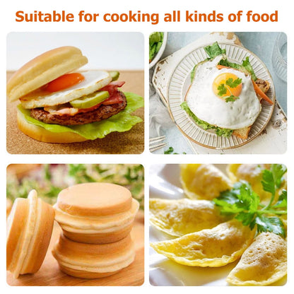 Hvxrjkn Pancake Pan Non-Stick Fried Egg Pan 4 Holes Frying Pan Pancakes Maker with Handle Crepe Pan for Breakfast Eggs Kitchen Utensils Burger Eye Pan for Gas Stove Electric Ceramic Cooker (Black)