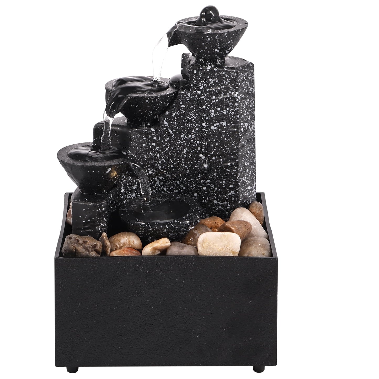 Pcapzz Tabletop Waterfall Fountain Relaxation Meditation Desktop Fountain with Soft Lights Flowing Water Ornaments Tabletop Fountain Landscape Decor for Indoor Outdoor