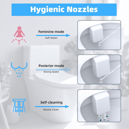 Bidet Attachment for Toilet, Hot and Cold Water Spray Non-Electric Dual Nozzle for Frontal & Rear Wash, Adjustable Water Pressure Control, Self Cleaning Water Sprayer, Black/Chrome