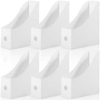 FUYGRCJ 6Pcs Magazine File Holder Durable Vertical File Holder Large Capacity Cardboard Magazine Holder Plastic Magazine Rack Multifunctional Magazine Storage Box for Home Office School Desktop