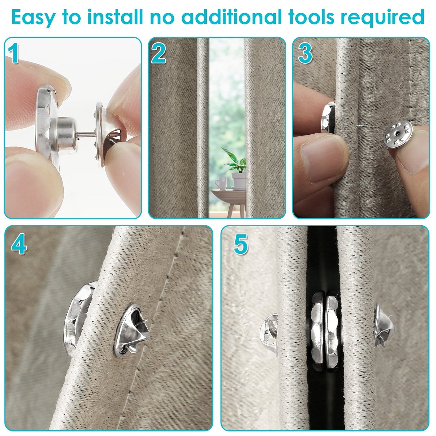 Kyoffiie 20 Pairs Curtain Magnets Closure, Curtain Weights Magnets with Back Tack to Prevent Lights from Leaking for Home Bedroom Office Curtain Draperies