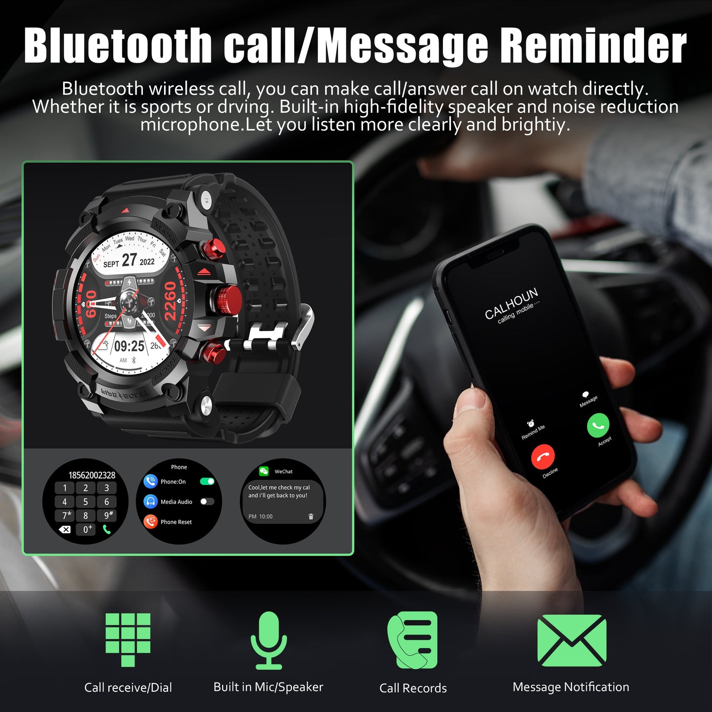 GPS Smart Watch , AUOSHI Outdoor Watch for Man, Fitness Tracker Sleep Monitor Bluetooth Calling, 50+Sport Modes,1.39" Touch Screen Display, IP67 Waterproof