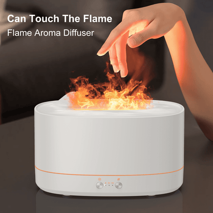 VAVSEA Flame Diffuser Humidifier, 7 Color Essential Oil Diffuser, Time Setting for Home, Room, White