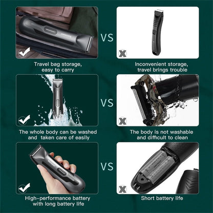 KENSEN Electric Body Groin Hair Trimmer Balls Shaver Pubic Hair Grommer Waterproof Wet/Dry Hair Clippers(Gray)