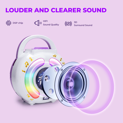 FVLOENG Mini Kids Karaoke Machine Portable Speaker,with 2 Microphone MP3 Music Player Gifts Sing Toys for Girls 3-12 Year Old Birthday Family Home Party (Purple)