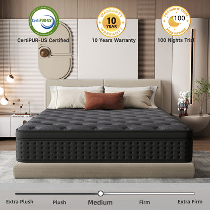 Zekbip 12 inch Queen Hybrid Mattress in a Box, Gel Memory Foam with Individually Wrapped Pocket Coils, Medium Firm, Pressure Relief, Cooling Sleep Support for Adult