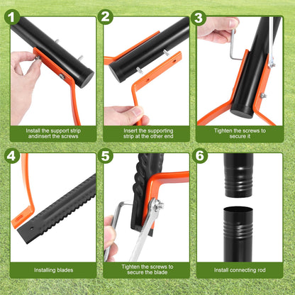 Qenwkxz Grass Whip with Double-Edged Serrated Sharp Steel Blade Manual Weed Grass Cutter with 30 Inch Handle Handheld Weed Whacker Grass Whip Cutting Hand Tool for Overgrown Weeds in Yard Field