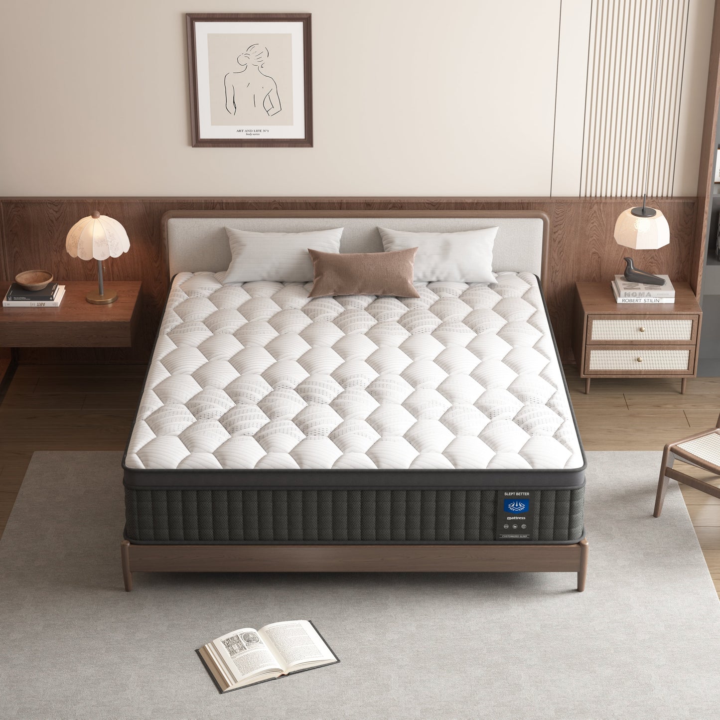 10 inch King Mattress, Memory Foam & Spring Hybrid Medium Comfort King Size in a Box,Adult