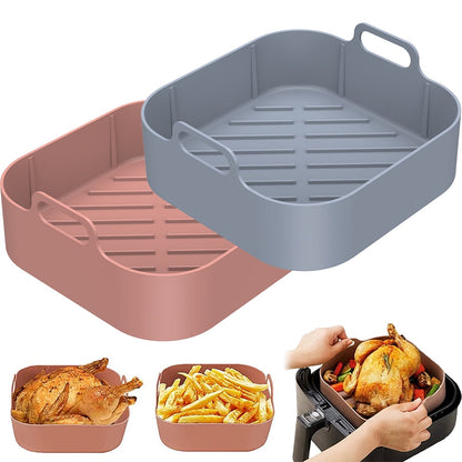 Xiyztok Reusable Silicone Air Fryer Liners with Handles, 2 Pack
