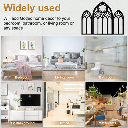 Qenwkxz 3PCS Wall Arch Mirrors Set Gothic Wall Mirror Decor Cathedral Arched Mirror Decor Decorative Arched Wall Mirror for Living Room Bedroom Entryway Bathroom Vanity