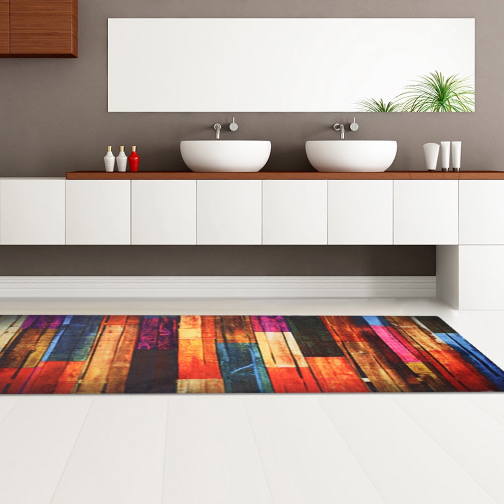 Rainbow Kitchen Rug, Kitchen Floor Mats Anti Fatigue Comfort Heavy Duty Waterproof Oil Proof Non-Skid Rubber Back Washable Doormat Bathroom Area Rug,23inx70in