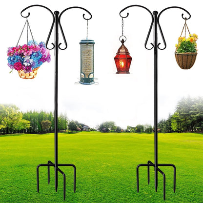 2 Pack Shepherds Hooks for Outdoor, Thickened 92" Bird Feeder Pole with 5 Prongs Base, Adjustable Shepherds Hook for Bird Feeder, Hanging Plant, Hummingbird Feeder, Wedding Decor