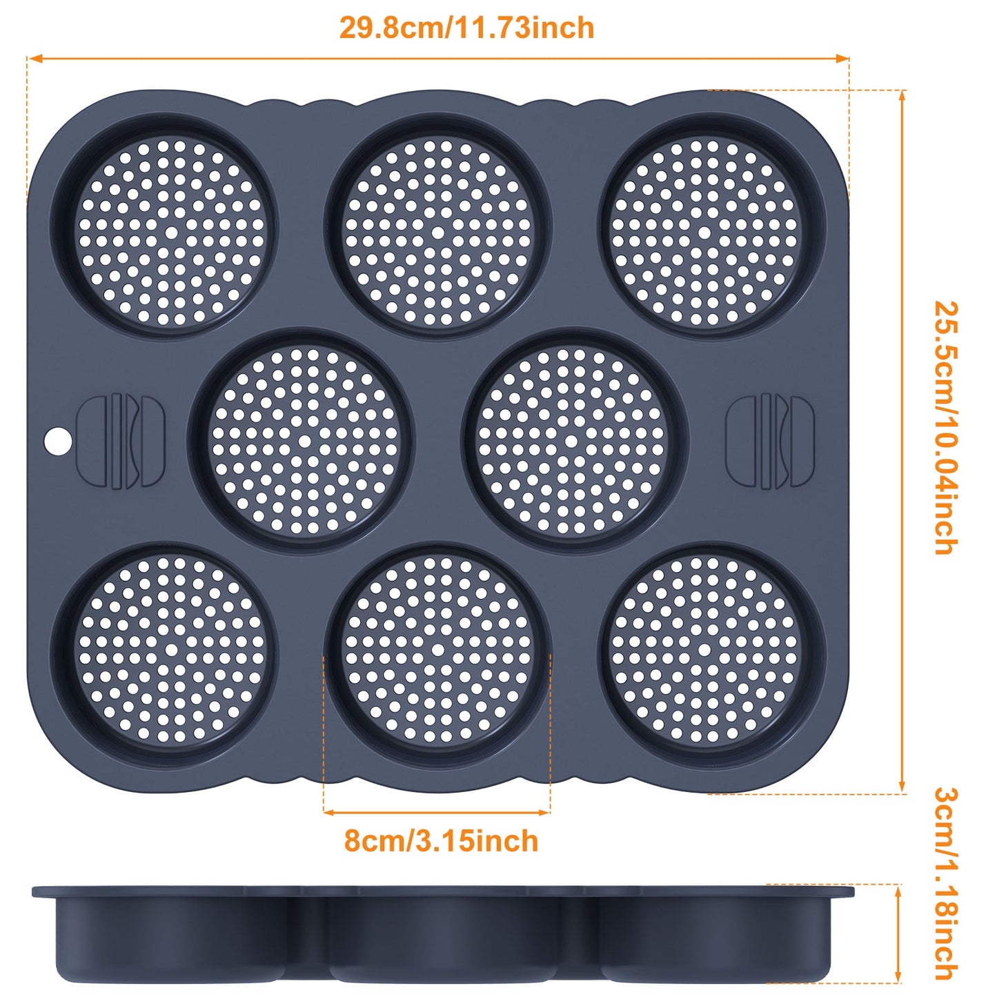 Jetcloudlive Hamburger Bun Mold,Non Stick Silicone Hamburger Bun Pan,8/12 Cavity Perforated Silicone Burger Bun Pan for Gluten Free Hamburger Buns,Mesh Hamburger Bread Mold