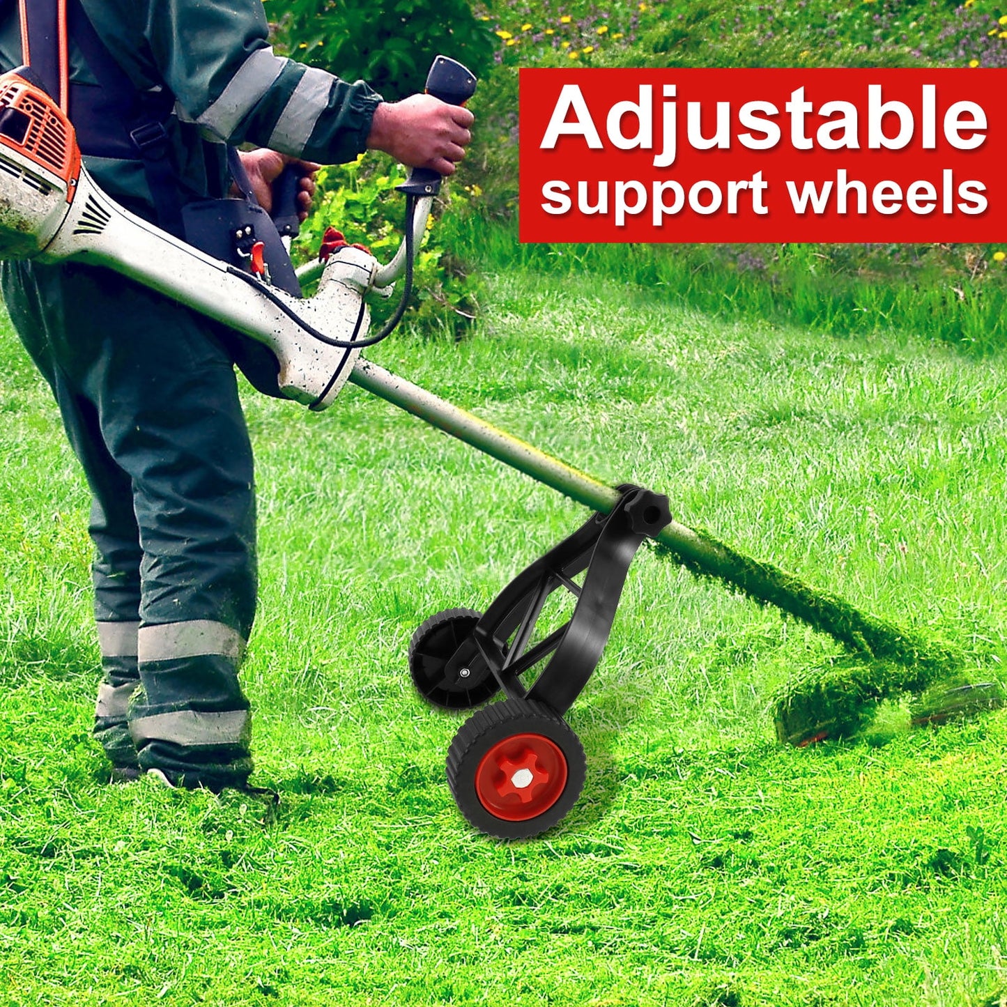 FUYGRCJ Weed Trimmer Support Wheel Adjustable Lawn Mower Auxiliary Wheels User-Friendly Weed Trimmer Wheel 26mm-28mm Portable Reusable String Trimmer Wheel for Weed Trimmer Grass Cutter Trimmer